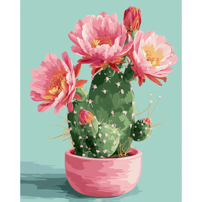 Cactus en Fleurs - Peinture par numéro Maison Artsen