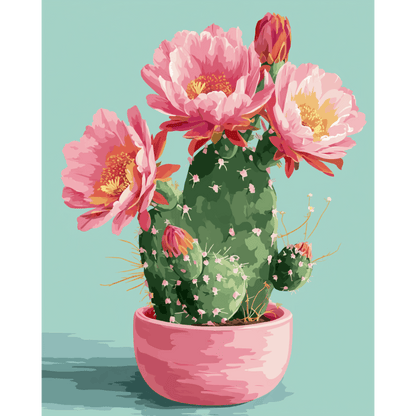 Cactus en Fleurs - Peinture par numéro Maison Artsen