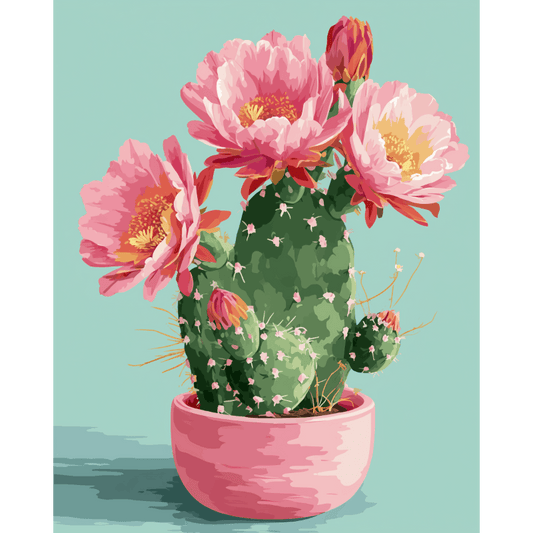 Cactus en Fleurs - Peinture par numéro Maison Artsen