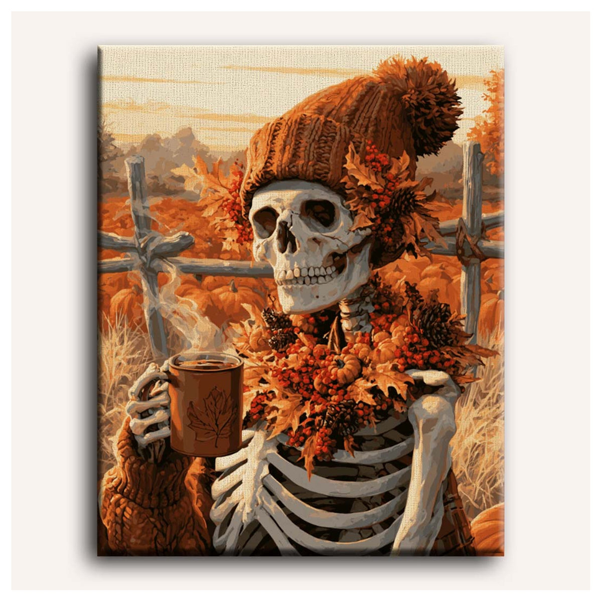 Peinture par numéro adulte Café d'Automne, toile tendue vue de face — Maison Artsen