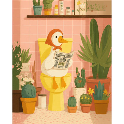 Modèle à peindre Canard aux Toilettes, peinture par numéro 30×40 cm — Maison Artsen