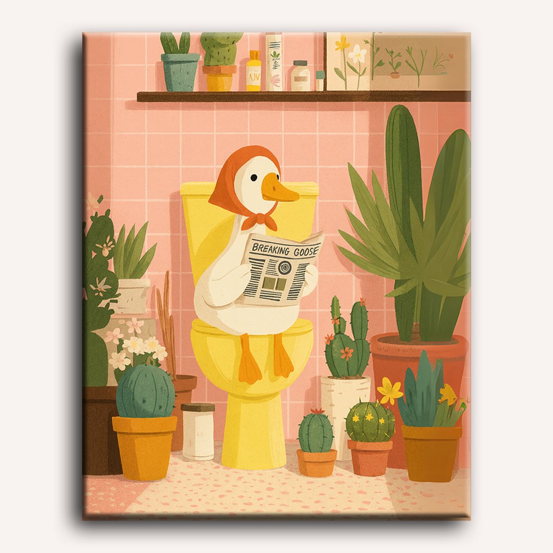 Peinture par numéro adulte Canard aux Toilettes, toile tendue 30×40 cm — Maison Artsen