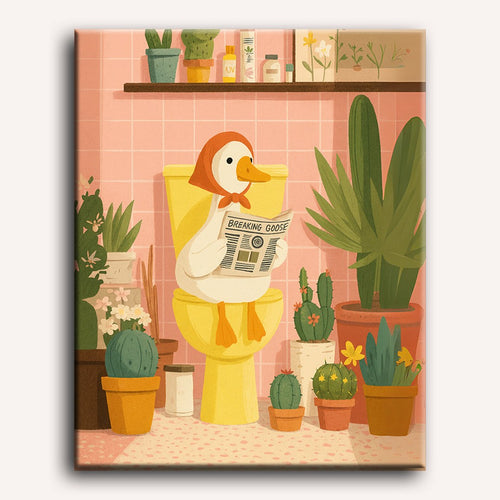 Peinture par numéro adulte Canard aux Toilettes, toile tendue 30×40 cm — Maison Artsen