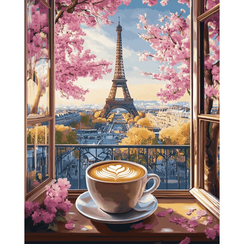 Modèle à peindre Cappuccino à Paris, peinture par numéro 30×40 cm — Maison Artsen