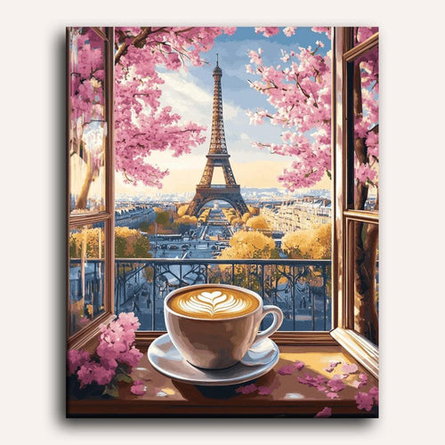 Peinture par numéro adulte Cappuccino à Paris, toile tendue 30×40 cm — Maison Artsen