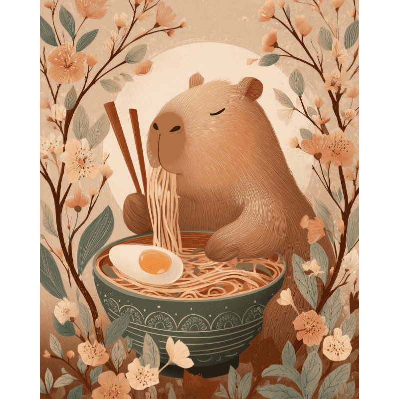 Capybara Gourmand - Tableau peinture par numéro