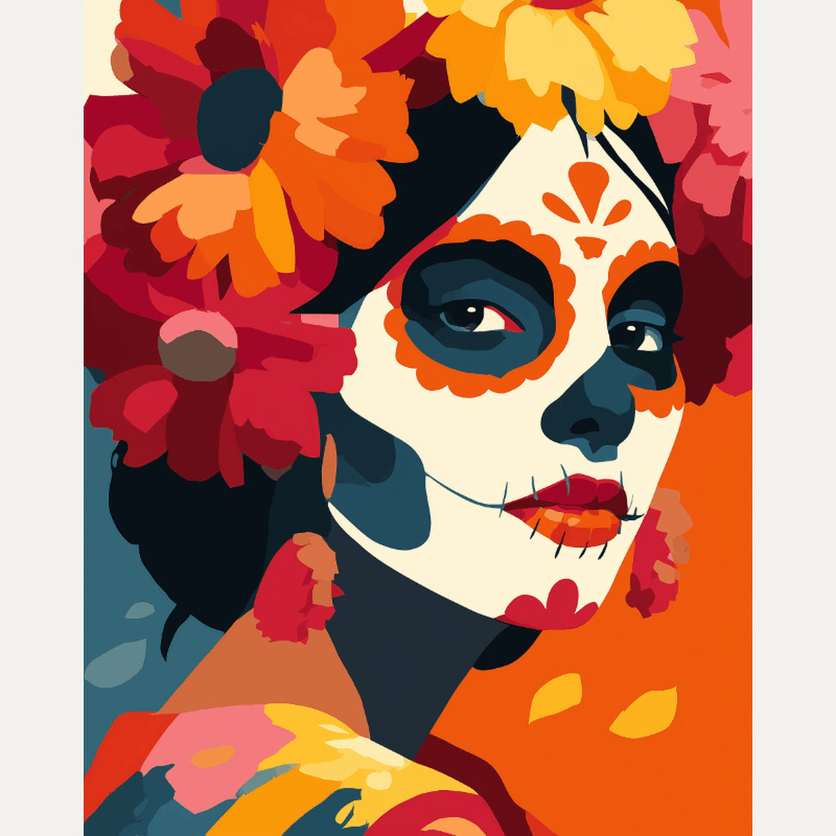 Peinture par numéro adulte Catrina Écarlate, visuel complet du design — Maison Artsen