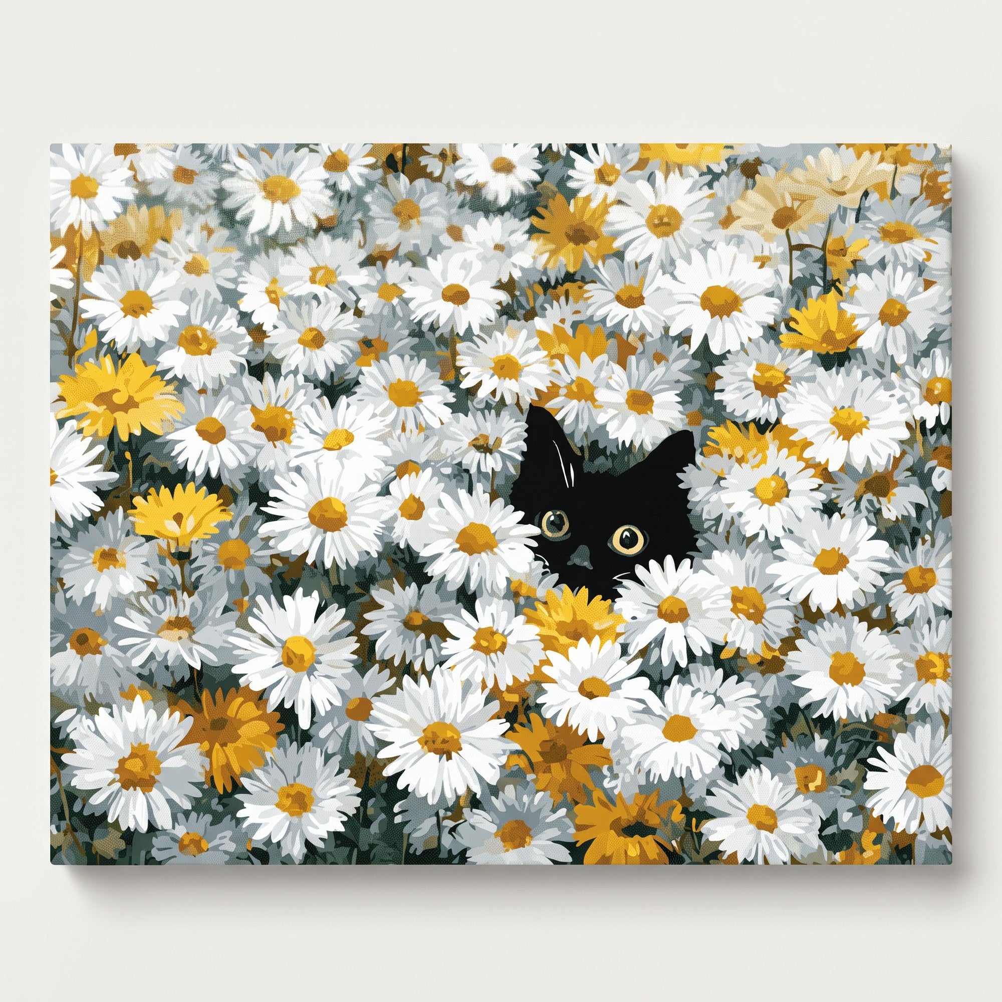 Peinture par numéro adulte Chat dans les Marguerites, toile tendue 30×40 cm — Maison Artsen