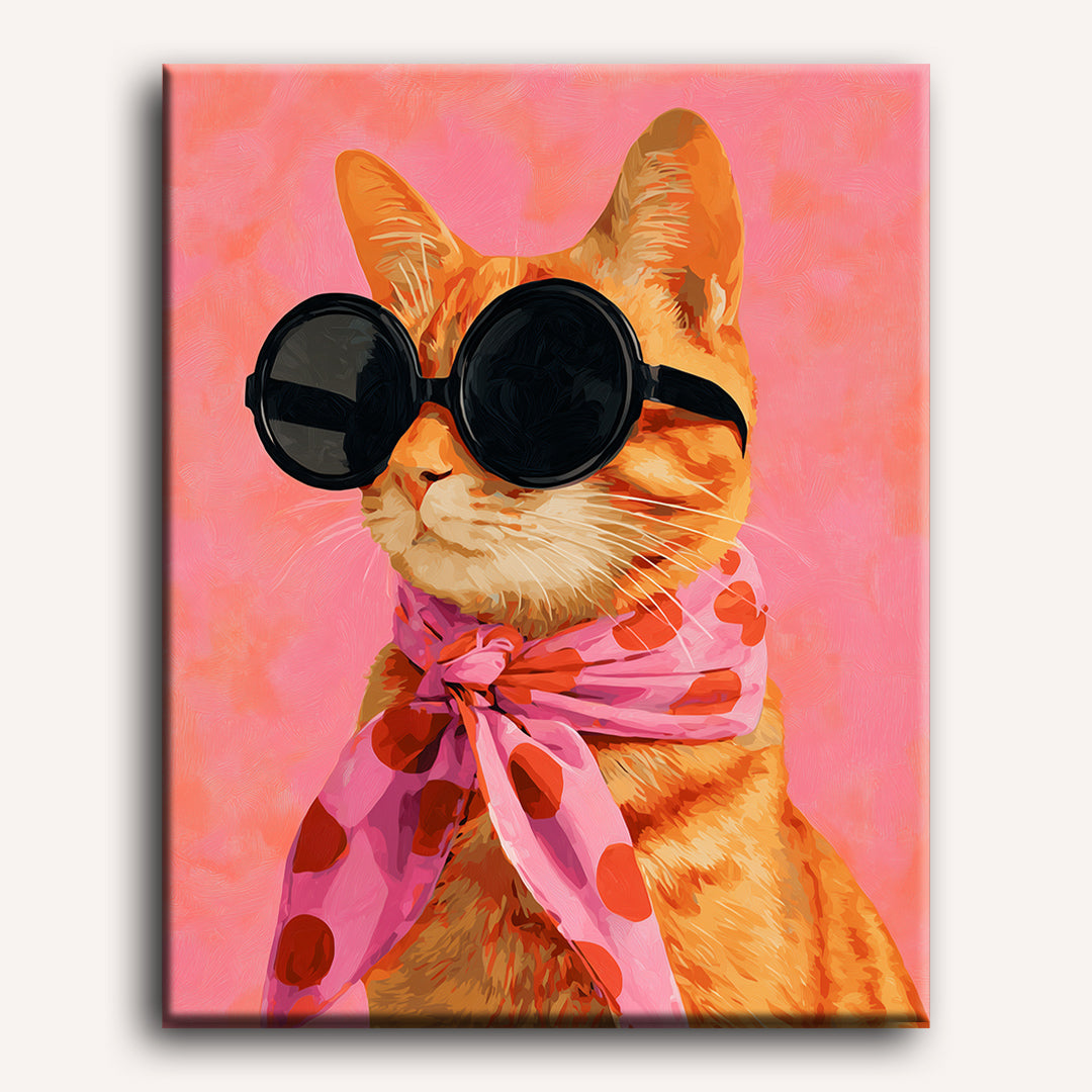 Peinture par numéro adulte Chat Roux Stylé, visuel complet du design sur toile — Maison Artsen