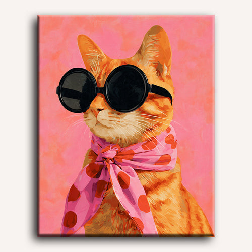 Peinture par numéro adulte Chat Roux Stylé, visuel complet du design sur toile — Maison Artsen