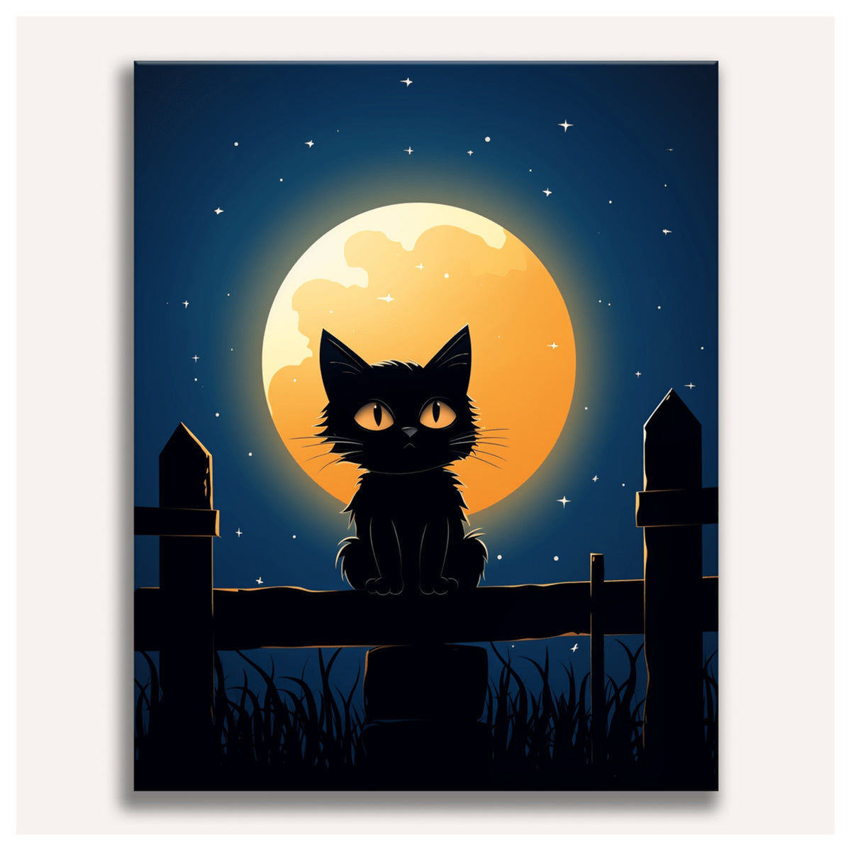 Peinture par numéro adulte Chat sur la Clôture, visuel complet du design sur toile, Maison Artsen