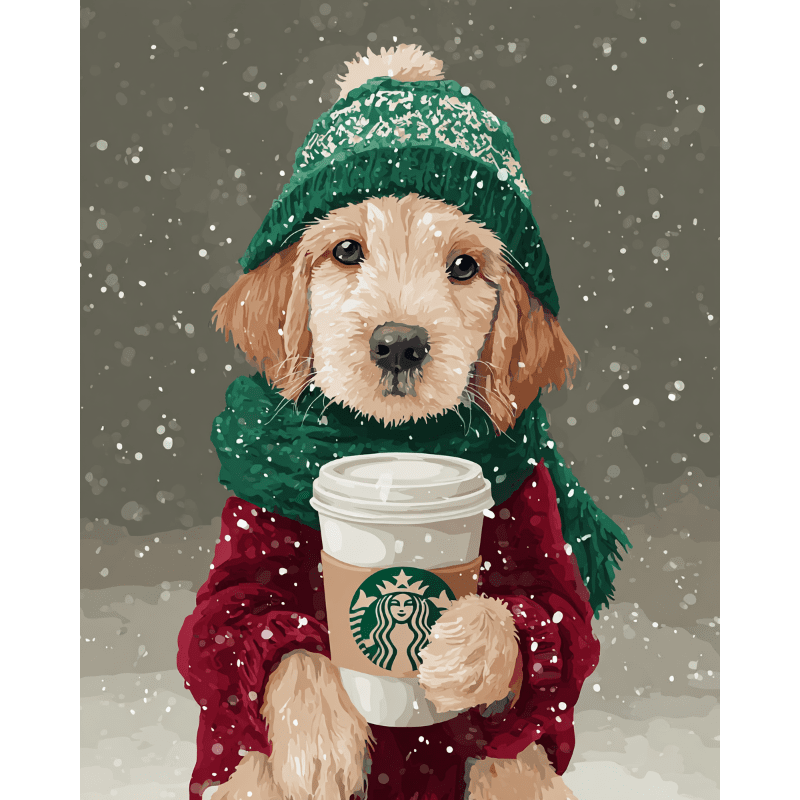 Chiot Latte - Tableau peinture par numéro