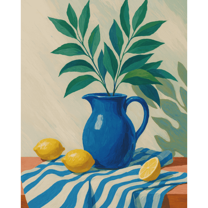 Citrons et Feuilles - Tableau peinture par numéro