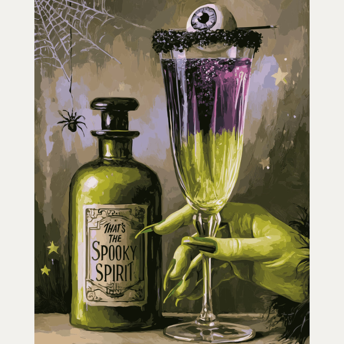 Peinture par numéro adulte Cocktail de Sorcière, visuel complet du design — Maison Artsen