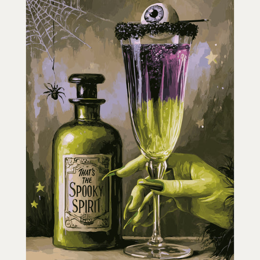Peinture par numéro adulte Cocktail de Sorcière, visuel complet du design — Maison Artsen