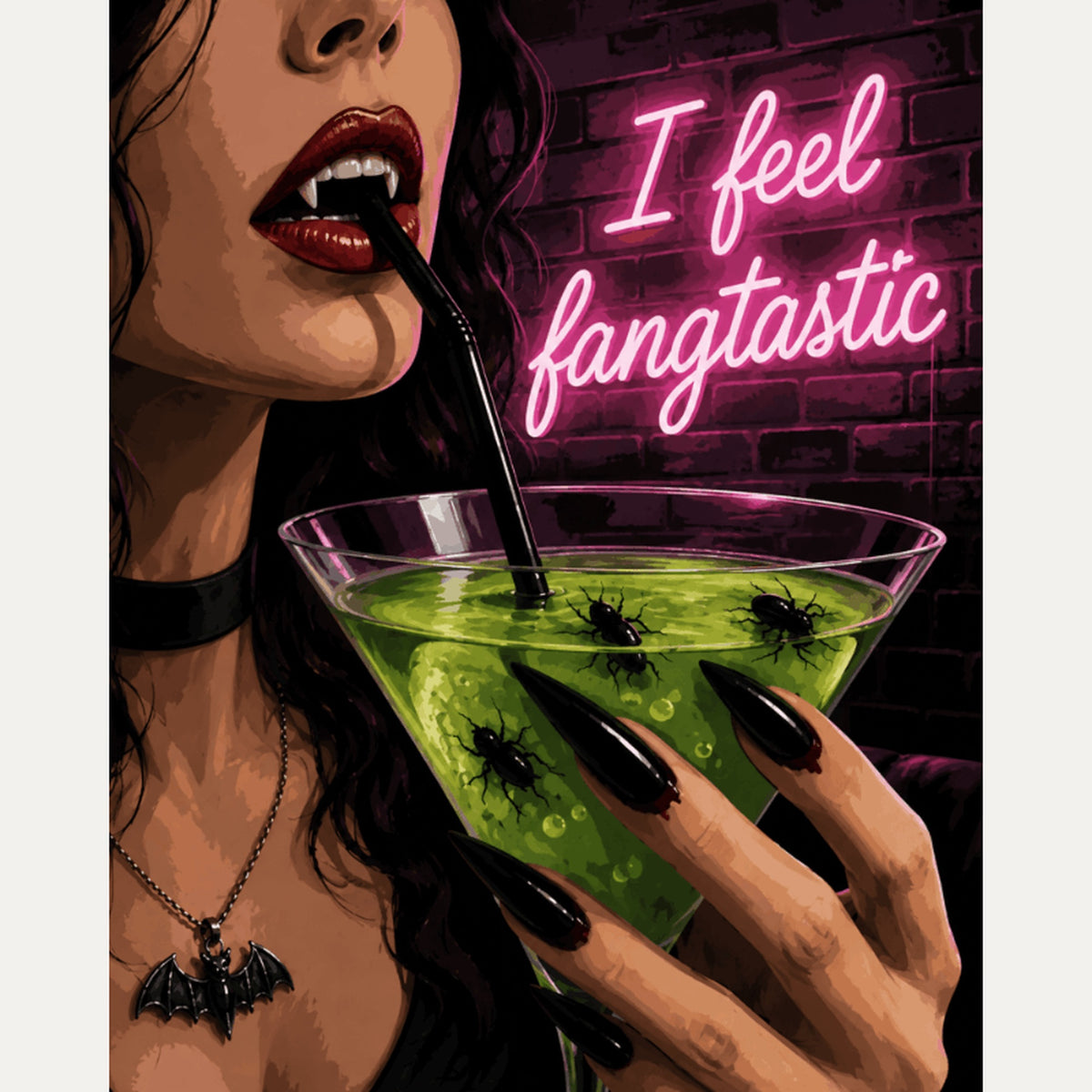 Peinture par numéro adulte Cocktail du Vampire, visuel complet du design — Maison Artsen