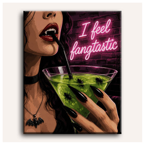 Peinture par numéro adulte Cocktail du Vampire, toile tendue vue de face — Maison Artsen