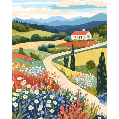 Modèle à peindre Collines Fleuries de Toscane, peinture par numéro 30×40 cm — Maison Artsen