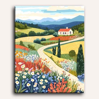 Peinture par numéro adulte Collines Fleuries de Toscane, toile tendue 30×40 cm — Maison Artsen