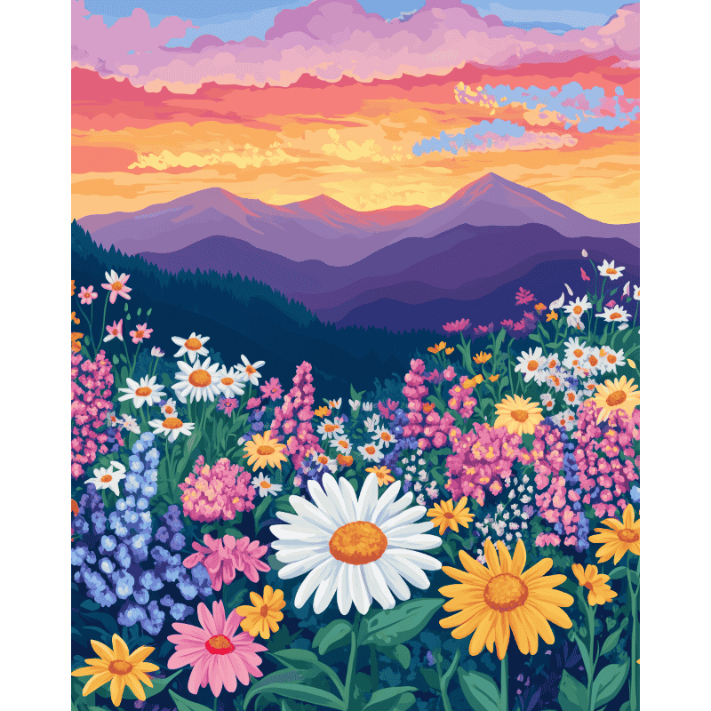 Paysage Fleuri - Tableau peinture par numéro