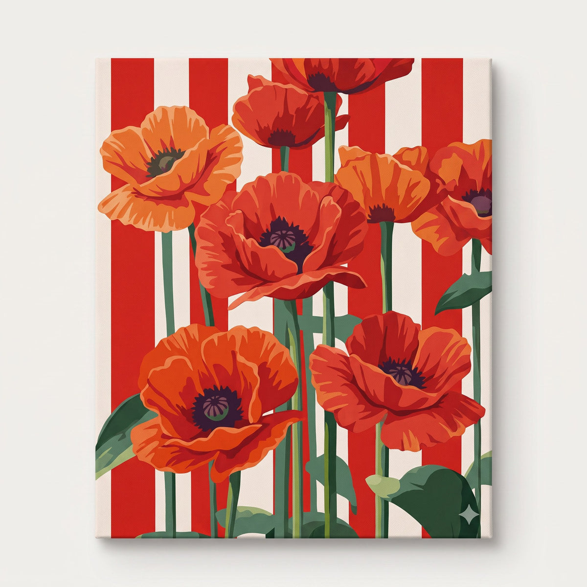 Peinture par numéro adulte Coquelicots Rouges, visuel complet du design sur toile — Maison Artsen