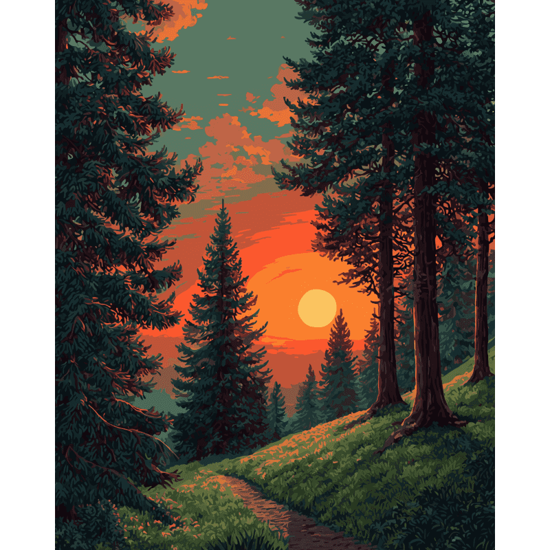 Coucher Alpin - Tableau peinture par numéro