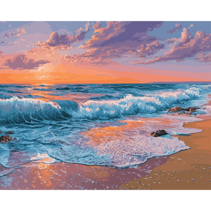 Modèle à peindre Coucher de Soleil Rose, peinture par numéro 30×40 cm — Maison Artsen