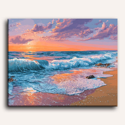Peinture par numéro adulte Coucher de Soleil Rose, toile tendue 30×40 cm — Maison Artsen