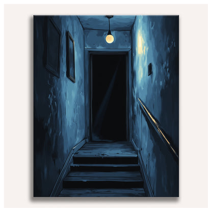 Peinture par numéro adulte Couloir de Minuit, toile tendue vue de face — Maison Artsen