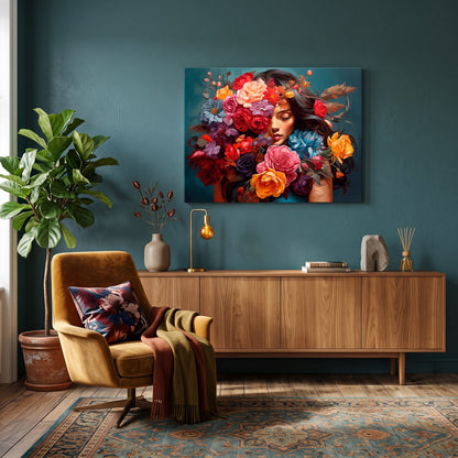 Tableau peinture par numéro Couronne de Roses accroché dans un intérieur décoré — Maison Artsen