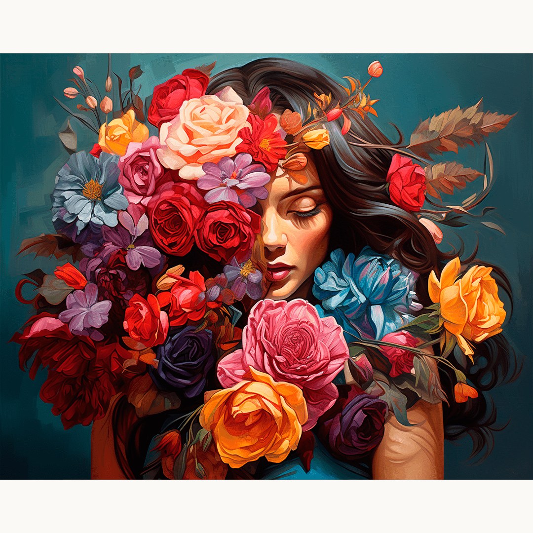 Modèle à peindre Couronne de Roses, peinture par numéro 30×40 cm — Maison Artsen