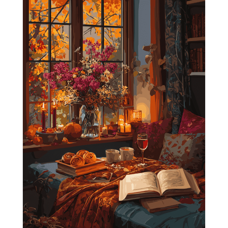 Soirée Cozy - Tableau peinture par numéro