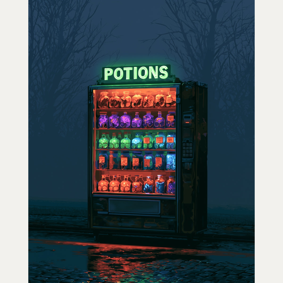 Peinture par numéro adulte Distributeur de Potions, visuel complet du design — Maison Artsen