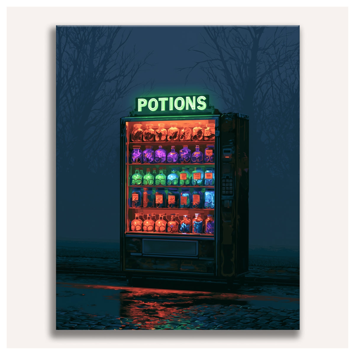 Peinture par numéro adulte Distributeur de Potions, toile tendue vue de face — Maison Artsen