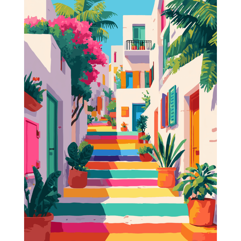 Escalier Arc-en-Ciel - Peinture par numéro Maison Artsen