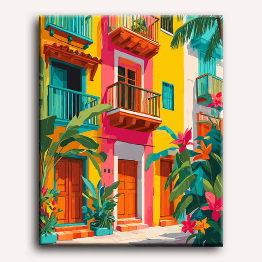 Façades Tropicales - Mockup décoration murale Maison Artsen