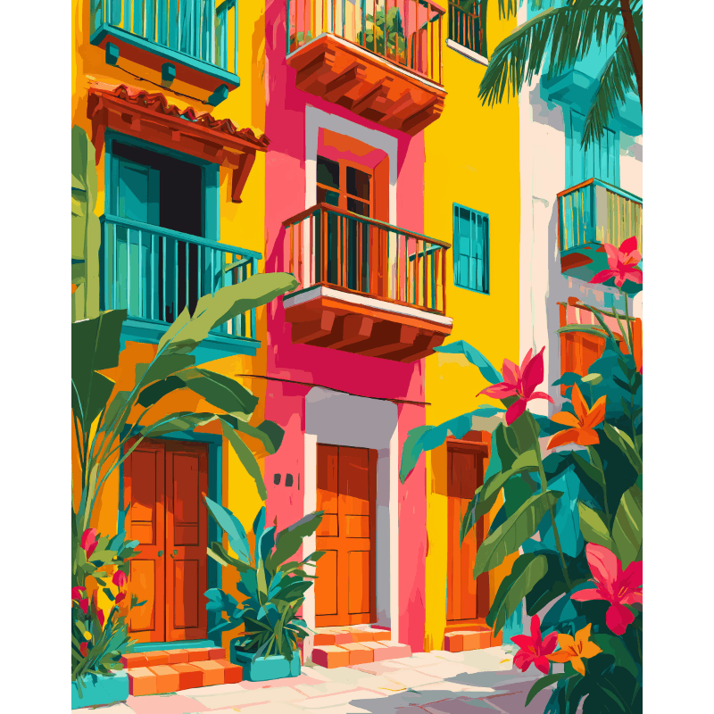 Façades Tropicales - Peinture par numéro Maison Artsen