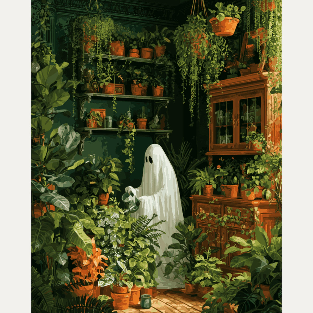 Peinture par numéro adulte Fantôme de la Serre, visuel complet du design — Maison Artsen