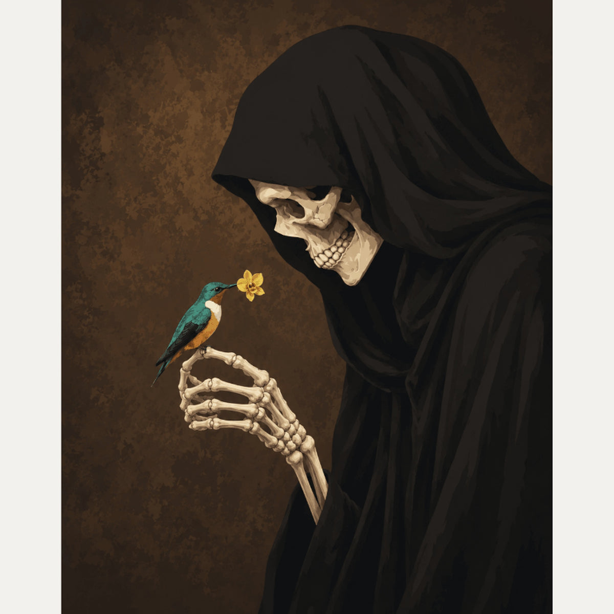 Peinture par numéro adulte Faucheuse au Colibri, visuel complet du design — Maison Artsen