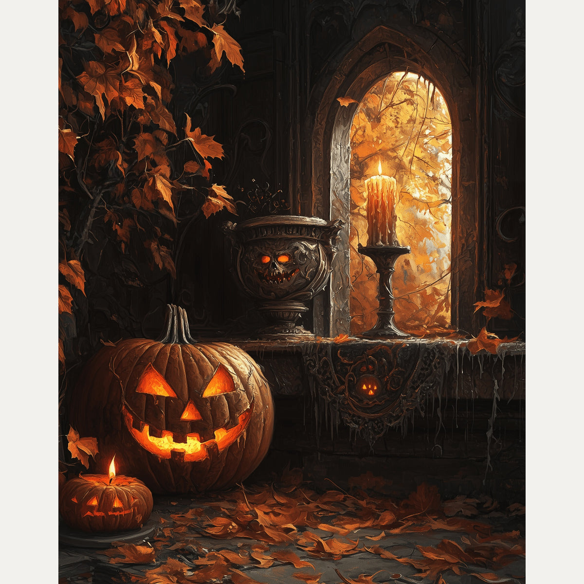 Peinture par numéro adulte Fenêtre d'Octobre, visuel complet du design — Maison Artsen