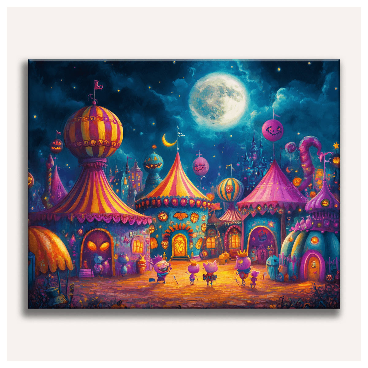 Peinture par numéro adulte Fête Foraine des Monstres, toile tendue vue de face — Maison Artsen