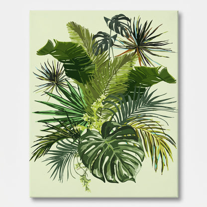 Peinture par numéro adulte Feuillages Tropicaux, toile tendue 30×40 cm — Maison Artsen