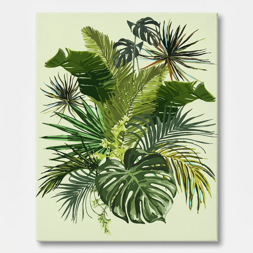 Peinture par numéro adulte Feuillages Tropicaux, toile tendue 30×40 cm — Maison Artsen