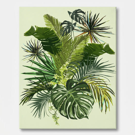Peinture par numéro adulte Feuillages Tropicaux, toile tendue 30×40 cm — Maison Artsen