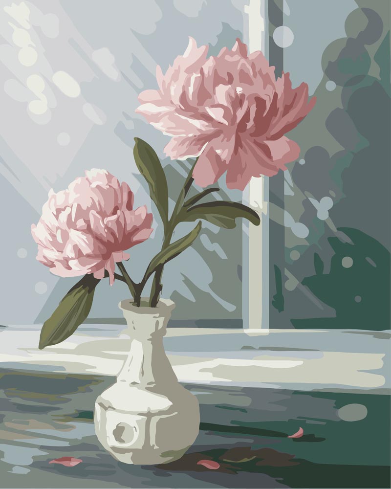 Fleur en Verre - Tableau peinture par numéro