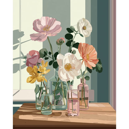 Modèle à peindre Fleurs des Champs en Bocaux, peinture par numéro 30×40 cm — Maison Artsen
