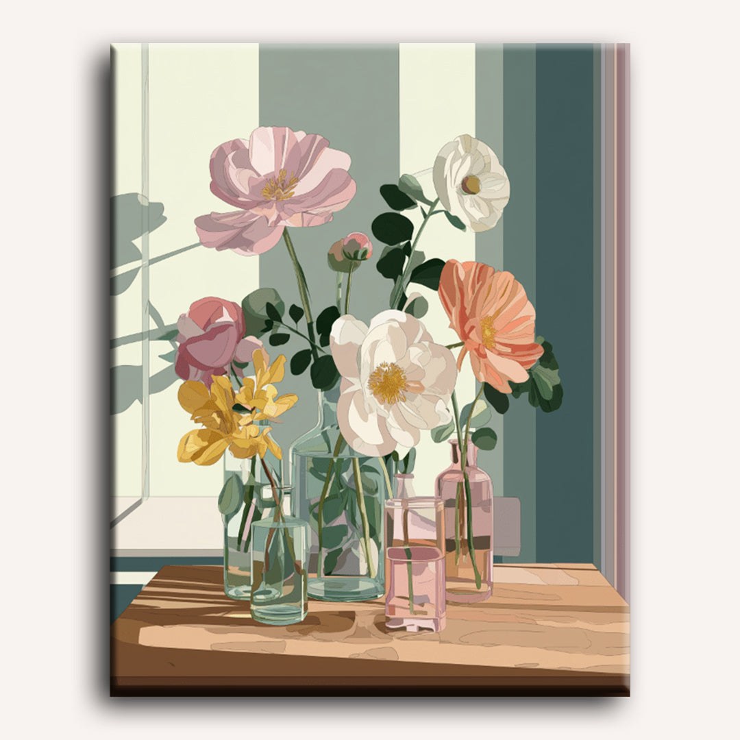 Peinture par numéro adulte Fleurs des Champs en Bocaux, toile tendue 30×40 cm — Maison Artsen