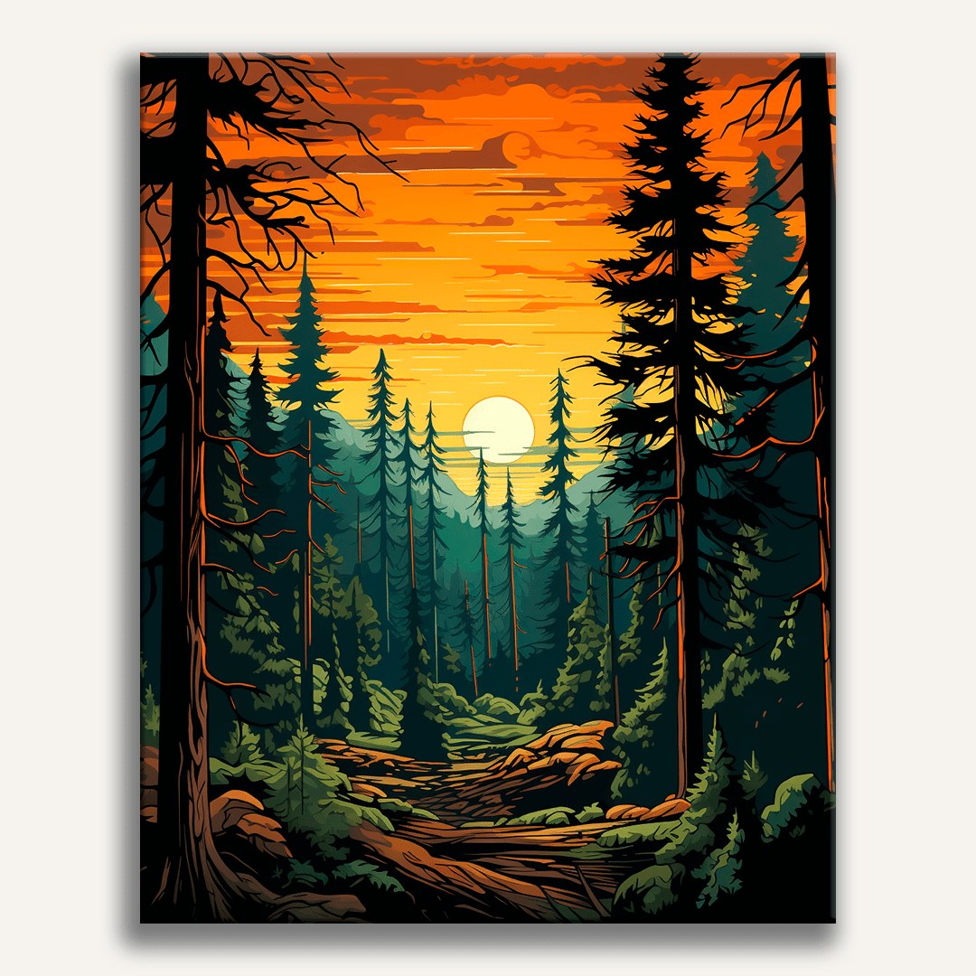 Peinture par numéro adulte Forêt au Crépuscule, toile tendue 30×40 cm — Maison Artsen