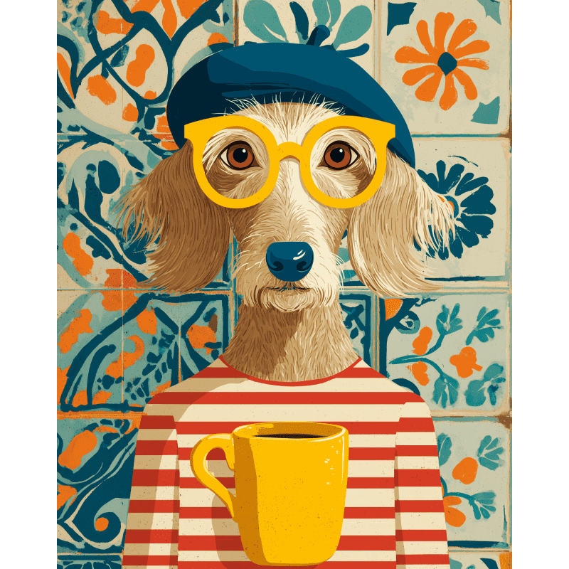 Chien à la Parisienne - Tableau peinture par numéro