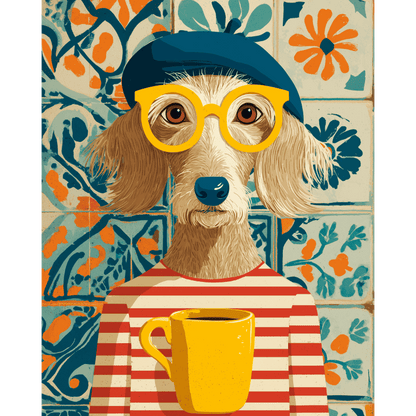 Chien à la Parisienne - Tableau peinture par numéro